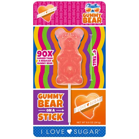 Giant Gummy Bear  on a Stick-Bubblegum